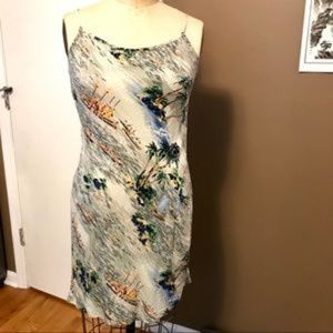 Aqua Blues  Hawaiian themed dress Sz Lg